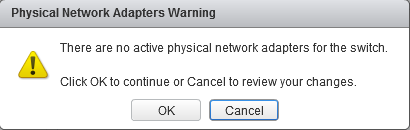 Physical Network Adapters Warning