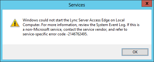 Start Service Error Message