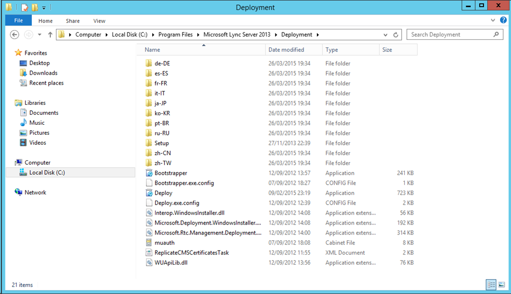 Lync 2013 Deployment Folder