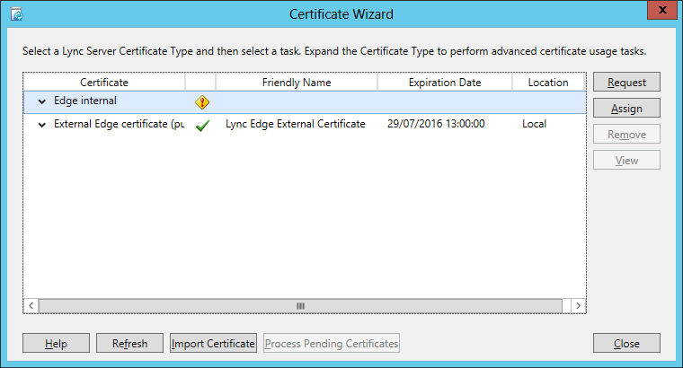 Lync 2013 Certificate Wizard