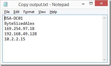 Copy Output Example