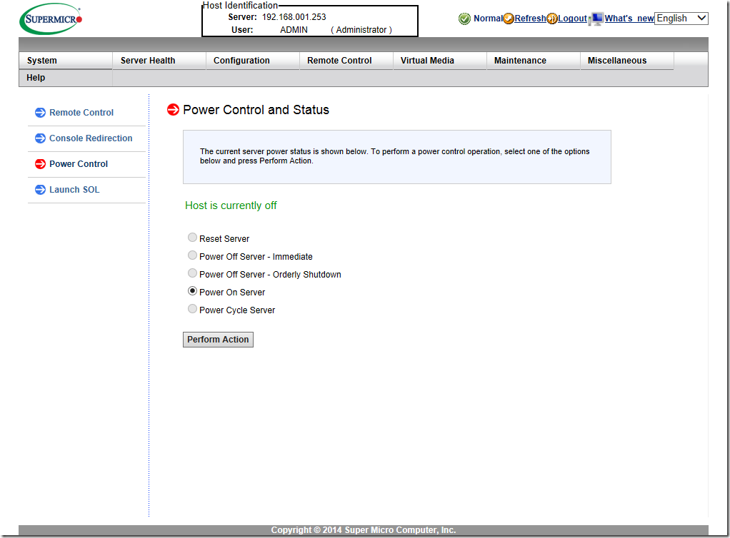 IPMI Power On Server