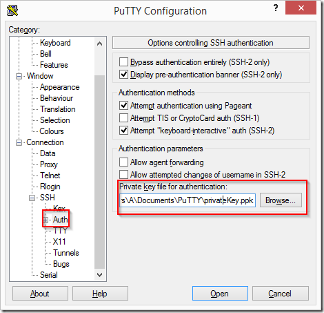 PuTTY Private Key Configuration