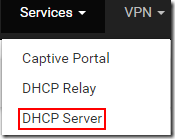 Services DHCP Server