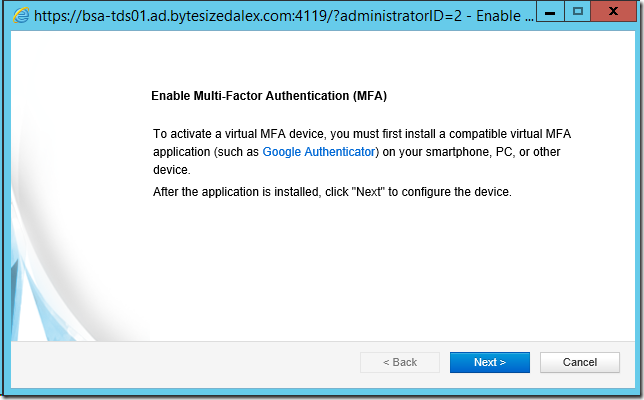 Enable Multi-Factor Authentication Wizard