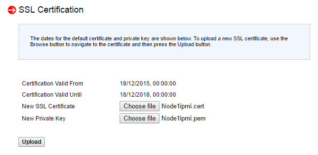 Upload Certificate and Private Key