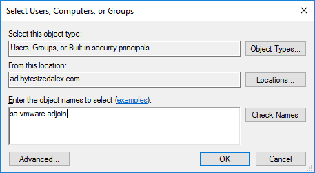Delegation of Control Wizard Users or Groups Select User or Group
