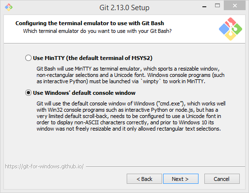 Git Setup - Configuring the terminal emulator to use with Git bash