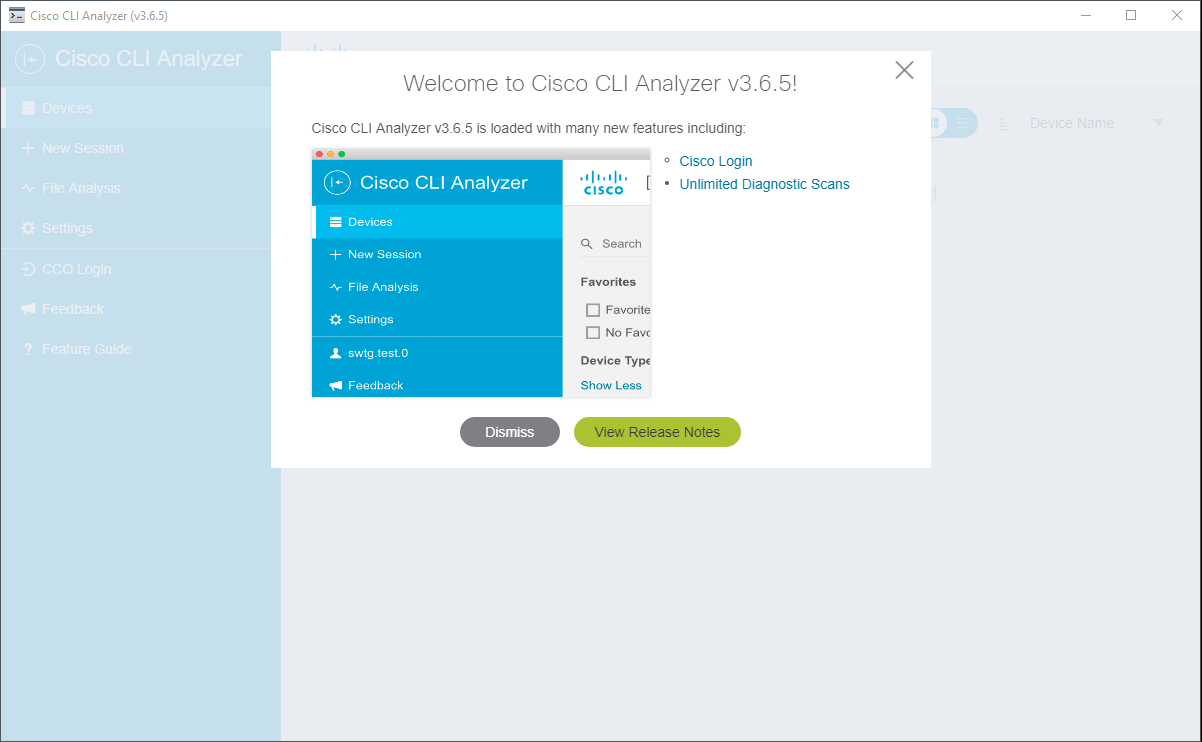 Cisco CLI Analyzer - Welcome to Cisco CLI Analyzer Splash Screen